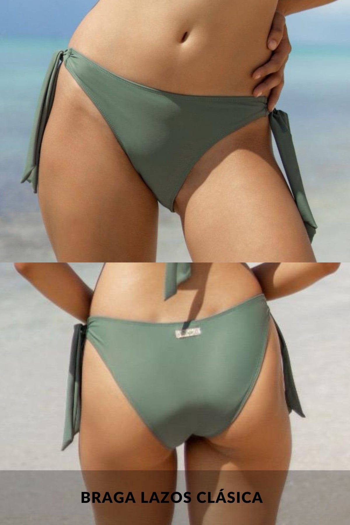 Bikini Verde Asimétrico Volante y Coral, Zahara