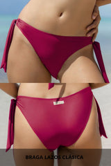 Bikini Triángulo Volante Fucsia y Coral Flúor, Zahara