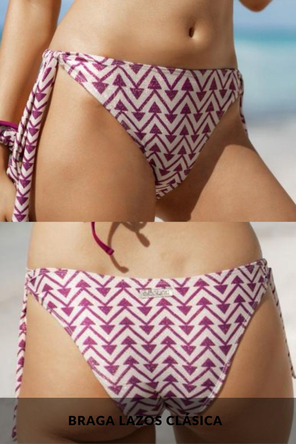 Bikini Rosa Estampado Top Doble Tiranta Geométrico, Bolonia