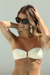 Top Bandeau Blanco aplique dorado