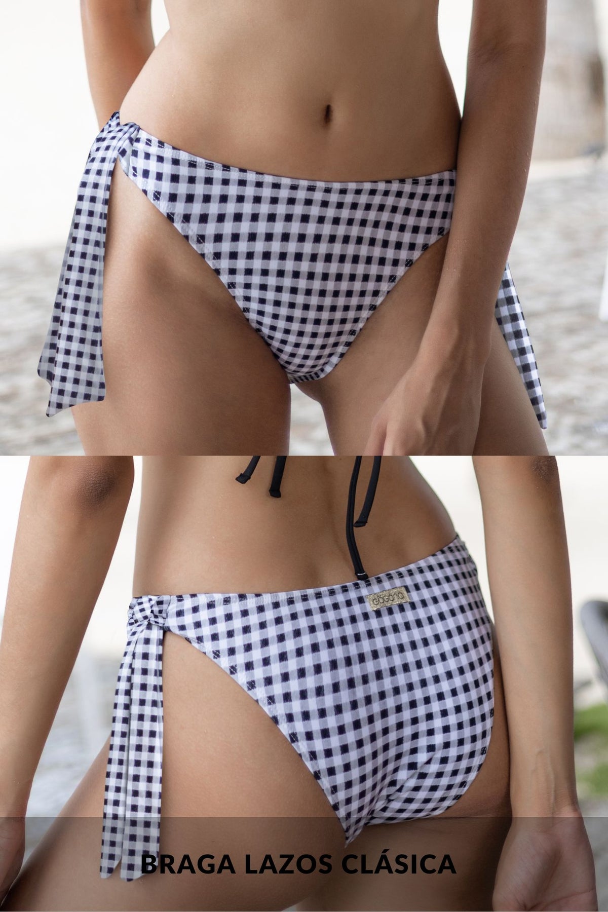 Bikini Vichy Bandeau Asimétrico Estampado Cuadritos,  Zahara