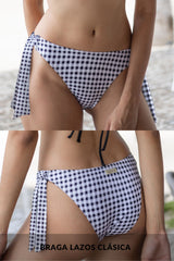 Bikini Vichy Bandeau Asimétrico Estampado Cuadritos,  Zahara