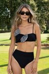 Top Bandeau Negro con Lazo de Rayas