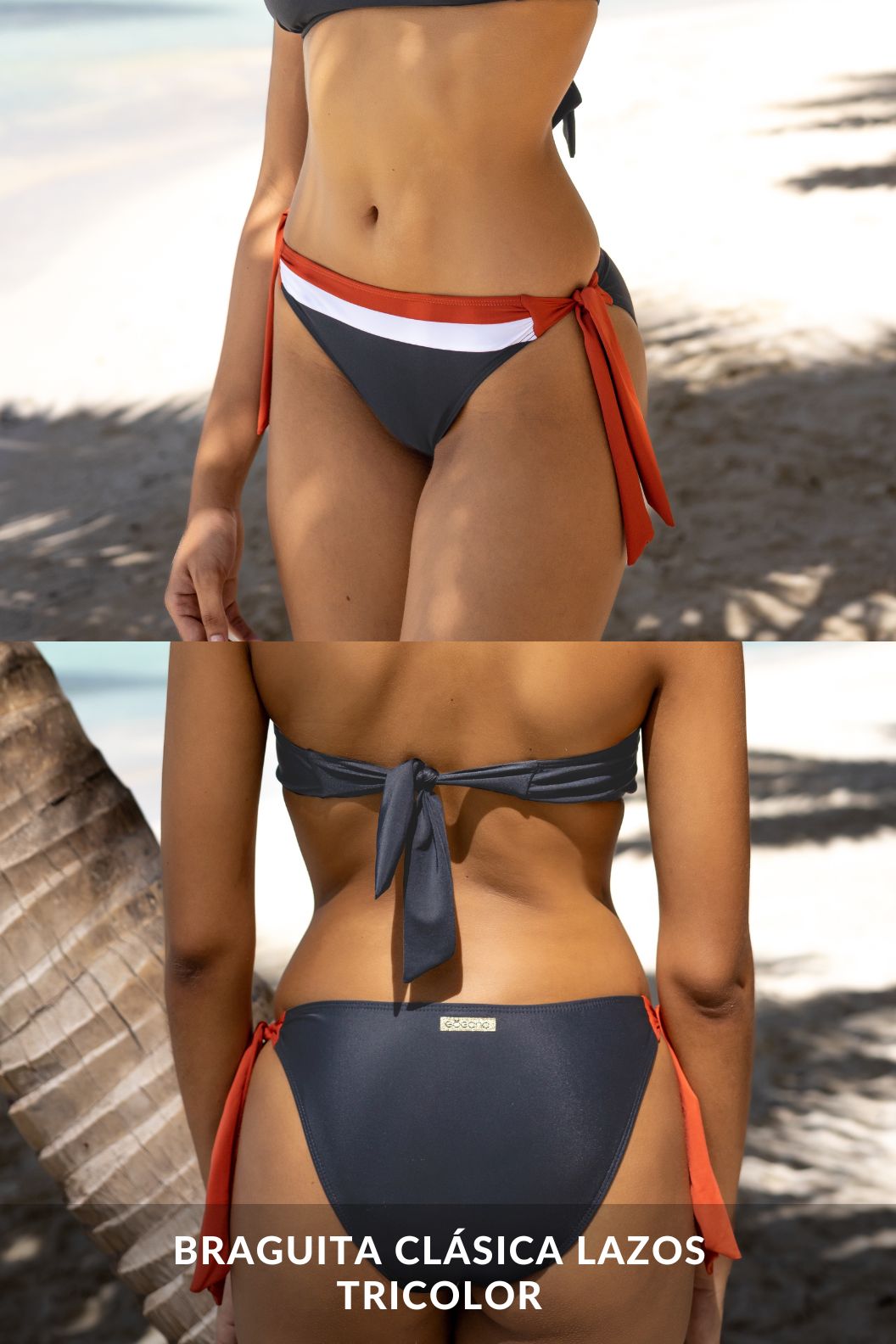 Bikini Escote Cuadrado Gris, Blanco y Caldera, Habana