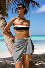 Falda Gris Pareo Corta con vivos Blancos, Santorini
