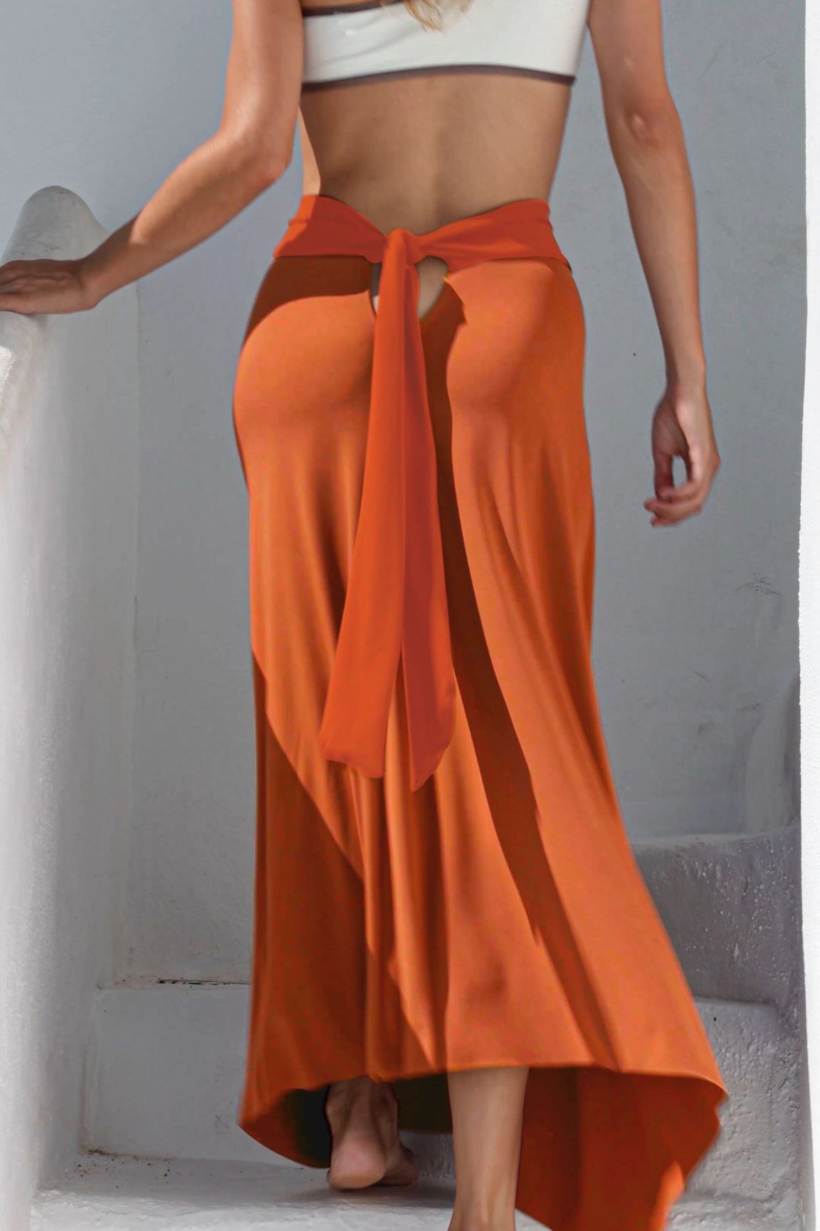 Vestido Falda Naranja Multiposición, Mykonos