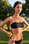 Top Bikini bandeau negro y flúor Maui