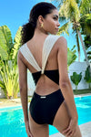 Bañador Negro y Beige Mujer, Creta