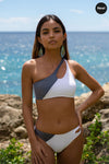 Top Bikini Asimétrico Blanco y Plata Malta