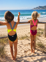Bañador Niña Granate y Flúor, Creta