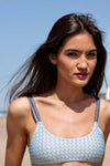 Top Bikini doble tiranta Estampado Gris y Amarillo Flúor
