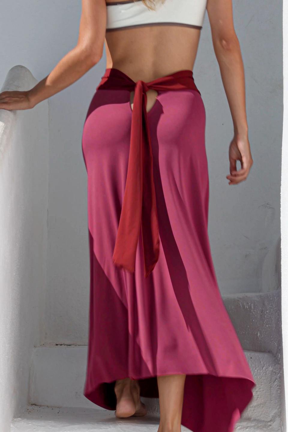 Vestido Falda Teja y Burdeos Multiposición Mykonos, Gogana