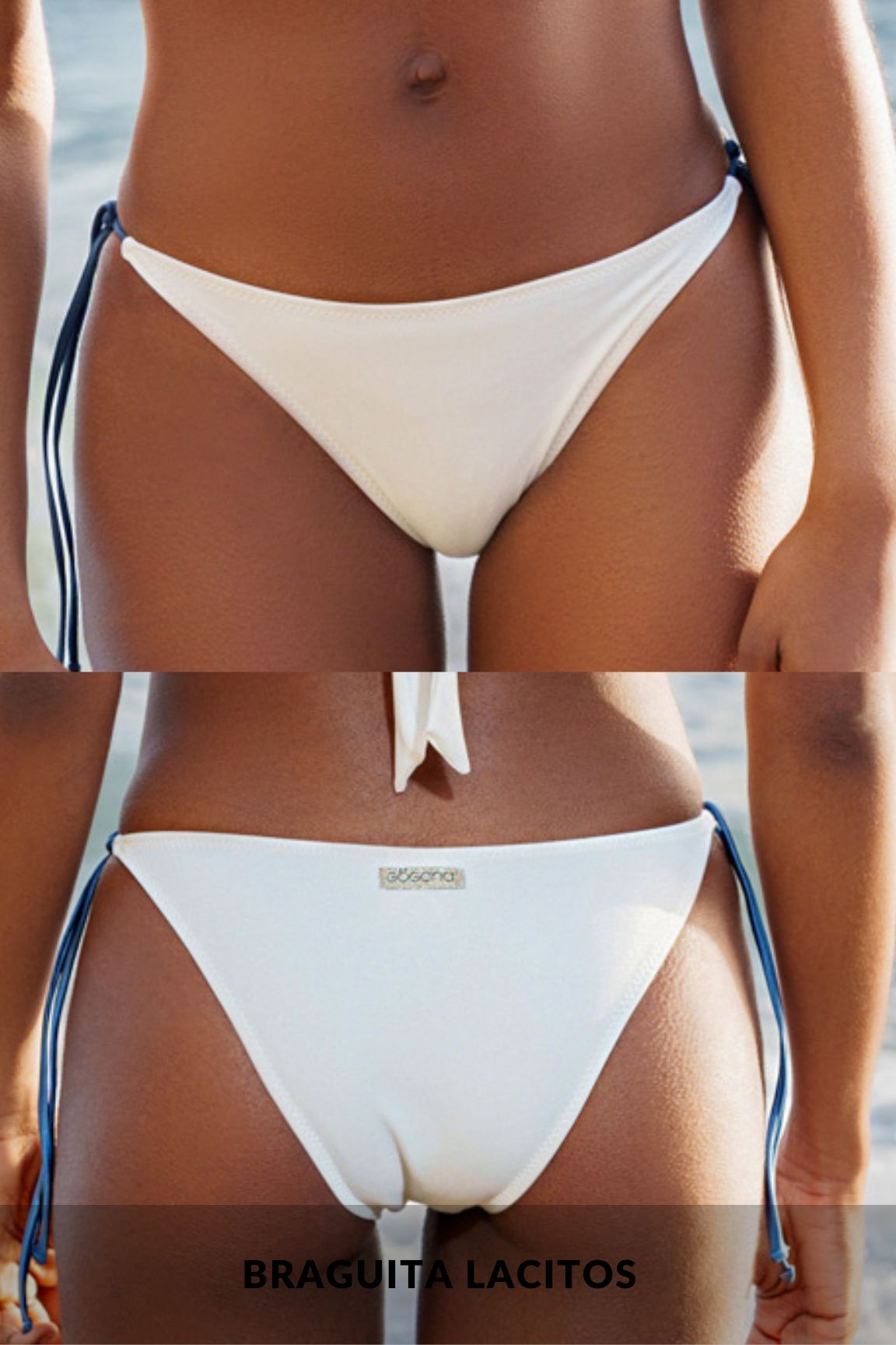 Bikini Asimétrico Volante Beige y Azul, Zahara