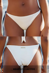 Bikini Asimétrico Volante Beige y Azul, Zahara