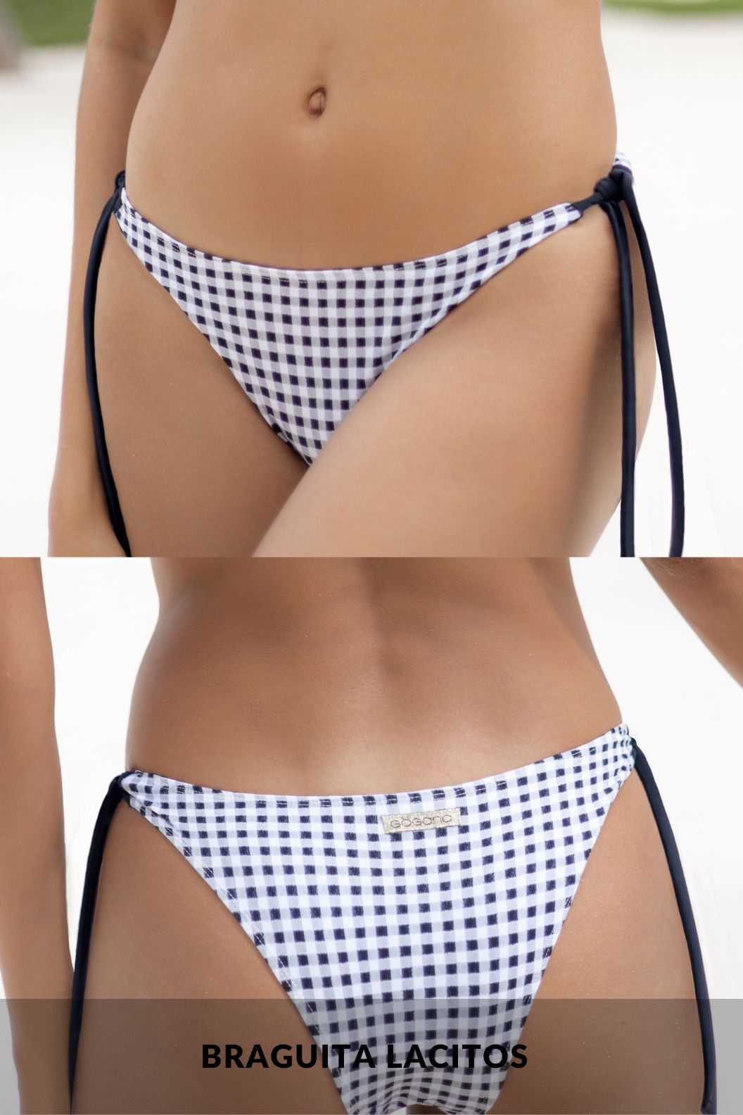 Bikini Top Doble Tiranta Estampado Cuadritos Vichy, Bolonia