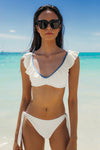 Top Bikini Triángulo Volante Fucsia y Coral Flúor Zahara