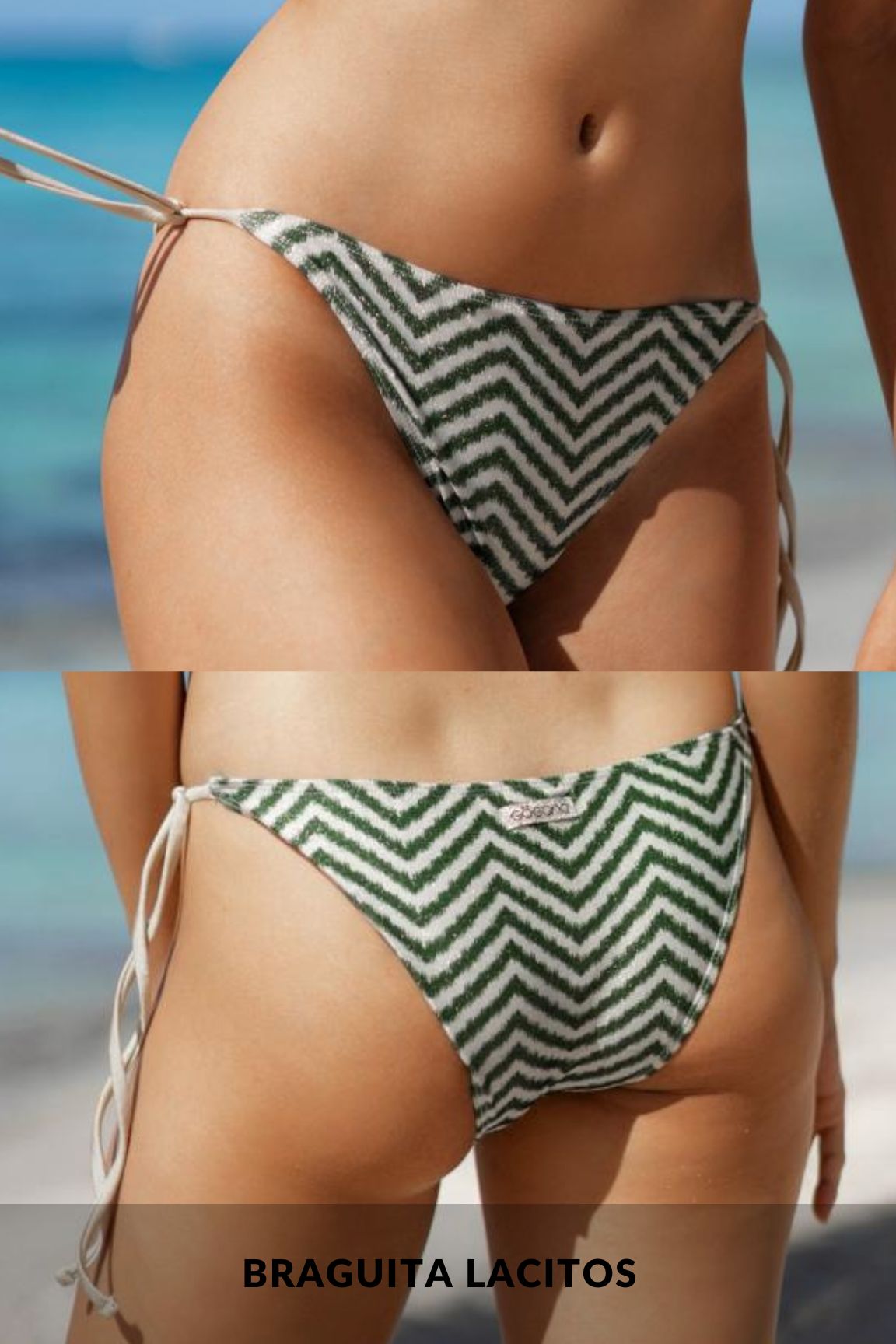 Bikini Verde Estampado Zigzag Triángulo, Menorca - Imagen 3