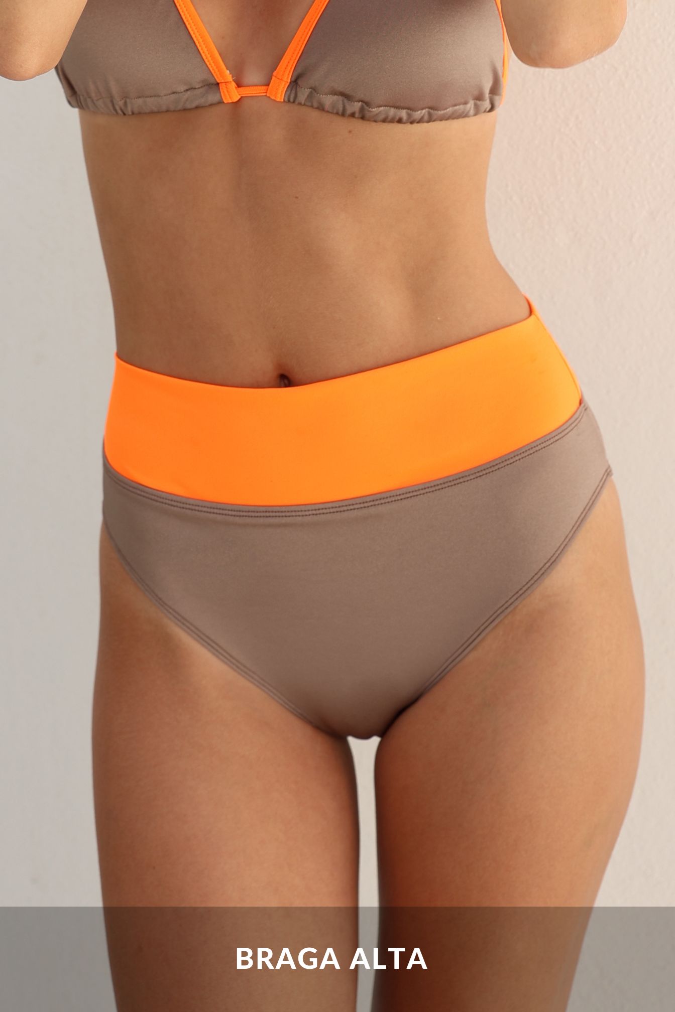 Bikini Marrón Triángulo Vivos Naranja Flúor, Bahamas - Imagen 2